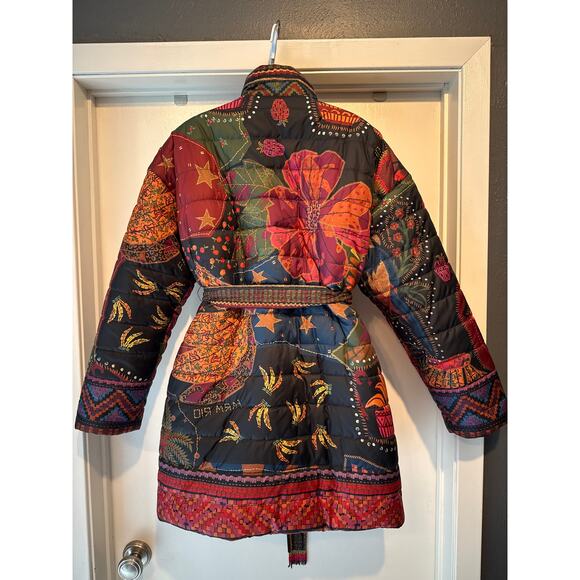 Farm Rio Crazy Mix Reversible Jaguar Floral Puffer Jacket M EUC - Picture 5 of 10